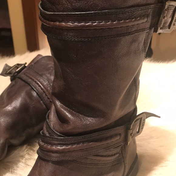 Frye Buckle Slouch Boots with Piping Detail - Picture 2 of 8